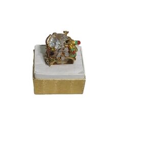 GARDENIA‎ ENAMEL COCKTAIL RING SIZE 6